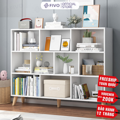 Kệ Sách Gỗ Đứng Có Chân FB60 FIVO, Kèm Tấm Lưng Chắc Chắn, Đa Dạng Kích Thước, Đa Ngăn