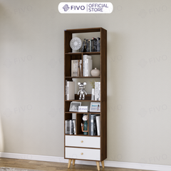 Tủ Sách Gỗ 5 Tầng FB61 FIVO, Có Hộc, 4 Chân, Dễ Dàng Lắp Ráp