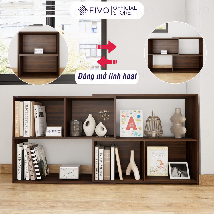 Kệ Sách Gỗ Cho Bé FB71 FIVO, Đóng Mở Linh Hoạt, Đa Dạng Màu Sắc