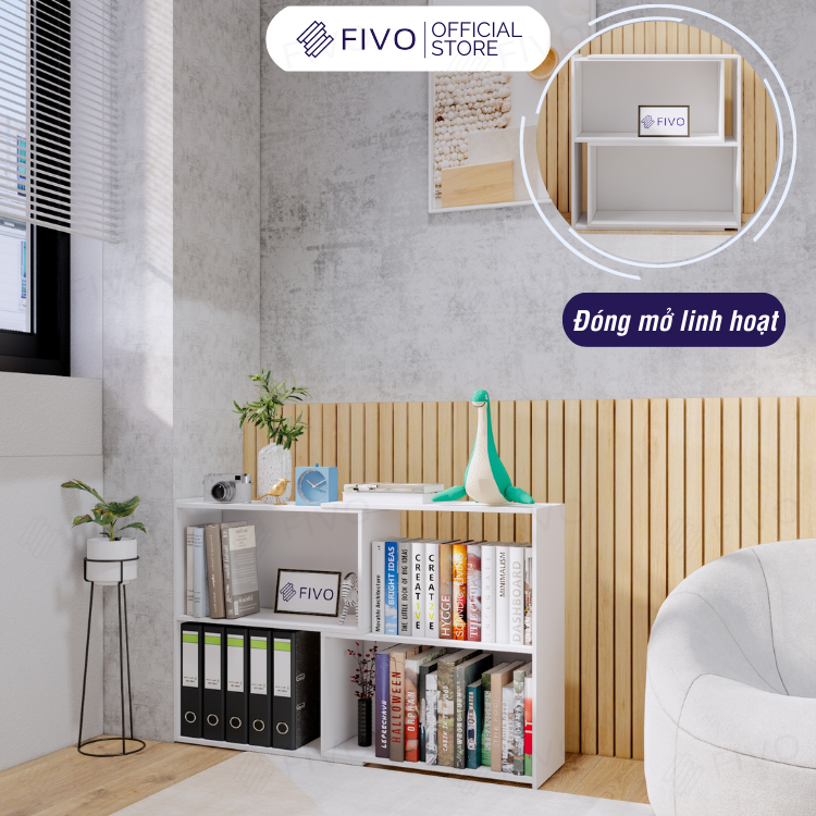 Kệ Sách Gỗ Cho Bé FB71 FIVO, Đóng Mở Linh Hoạt, Đa Dạng Màu Sắc