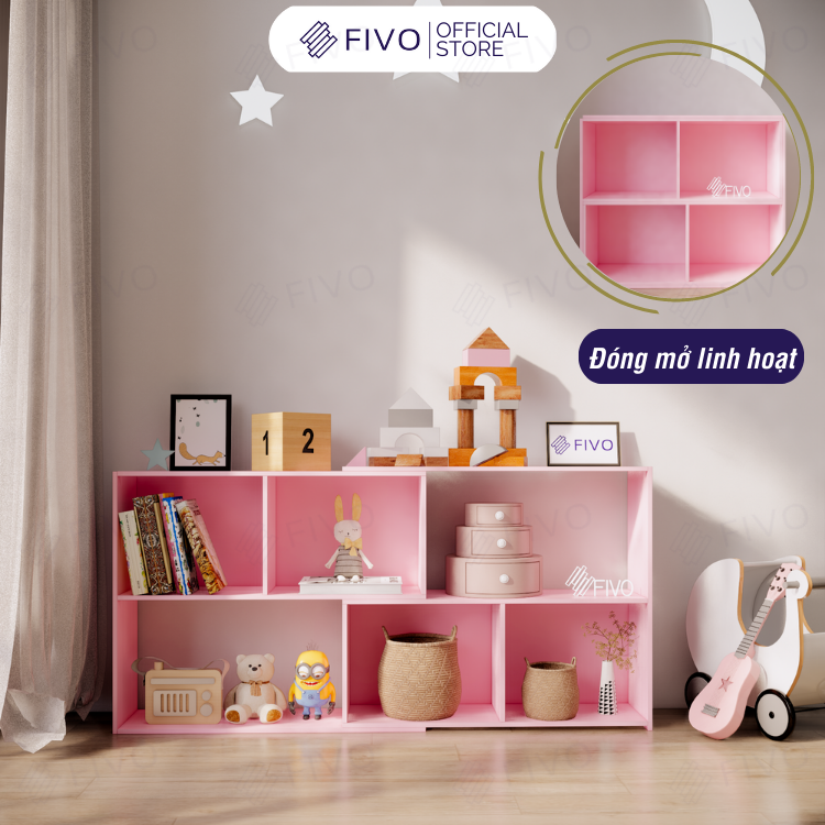 Kệ Sách Gỗ Cho Bé FB71 FIVO, Đóng Mở Linh Hoạt, Đa Dạng Màu Sắc