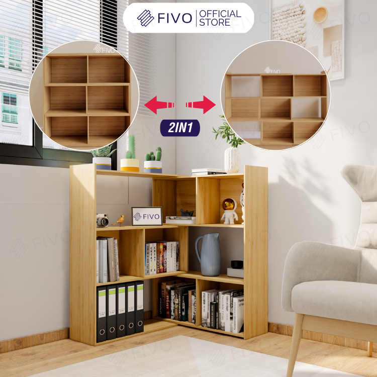 Kệ Sách Gỗ Cho Bé FB71 FIVO, Đóng Mở Linh Hoạt, Đa Dạng Màu Sắc