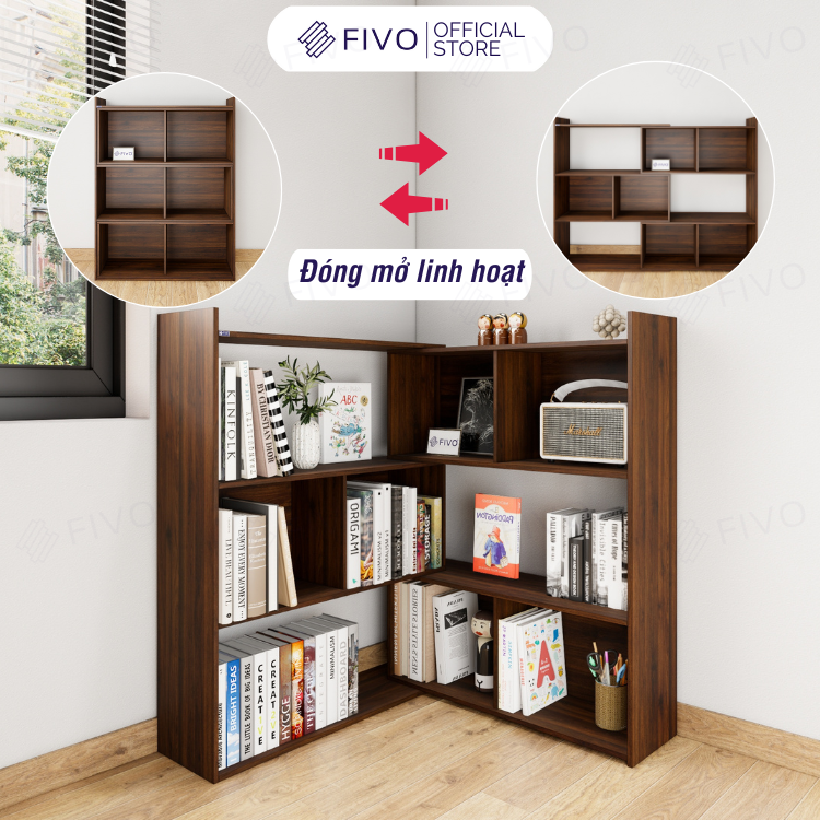 Kệ Sách Gỗ Cho Bé FB71 FIVO, Đóng Mở Linh Hoạt, Đa Dạng Màu Sắc