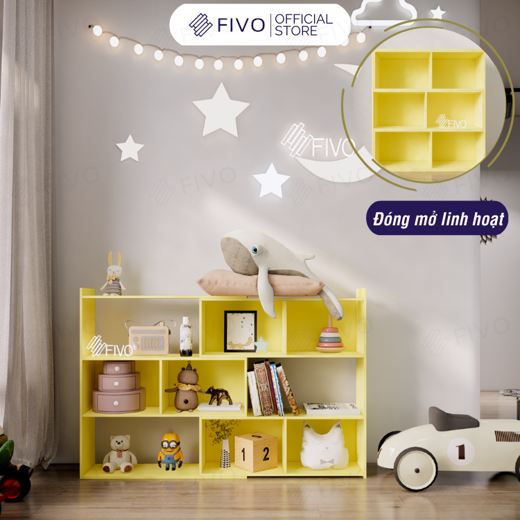 Kệ Sách Gỗ Cho Bé FB71 FIVO, Đóng Mở Linh Hoạt, Đa Dạng Màu Sắc