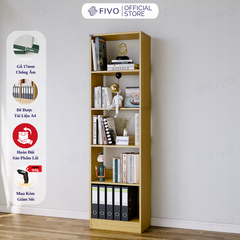 Kệ Sách Gỗ 5 Tầng FB74 FIVO, Kèm Thanh Chặn Chắc Chắn, Đa Dạng Màu Sắc