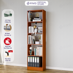 Kệ Sách Gỗ 5 Tầng FB74 FIVO, Kèm Thanh Chặn Chắc Chắn, Đa Dạng Màu Sắc