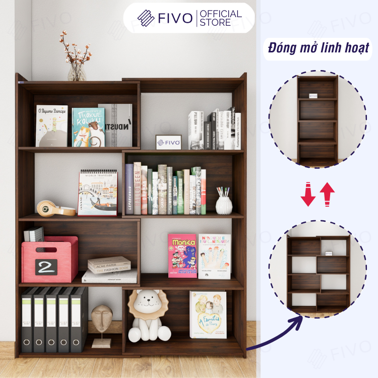 Kệ Sách Gỗ Cho Bé FB71 FIVO, Đóng Mở Linh Hoạt, Đa Dạng Màu Sắc