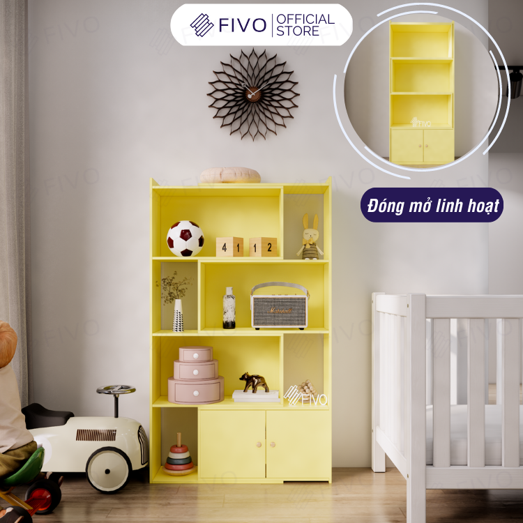 Kệ Sách Gỗ Cho Bé FB71 FIVO, Đóng Mở Linh Hoạt, Đa Dạng Màu Sắc