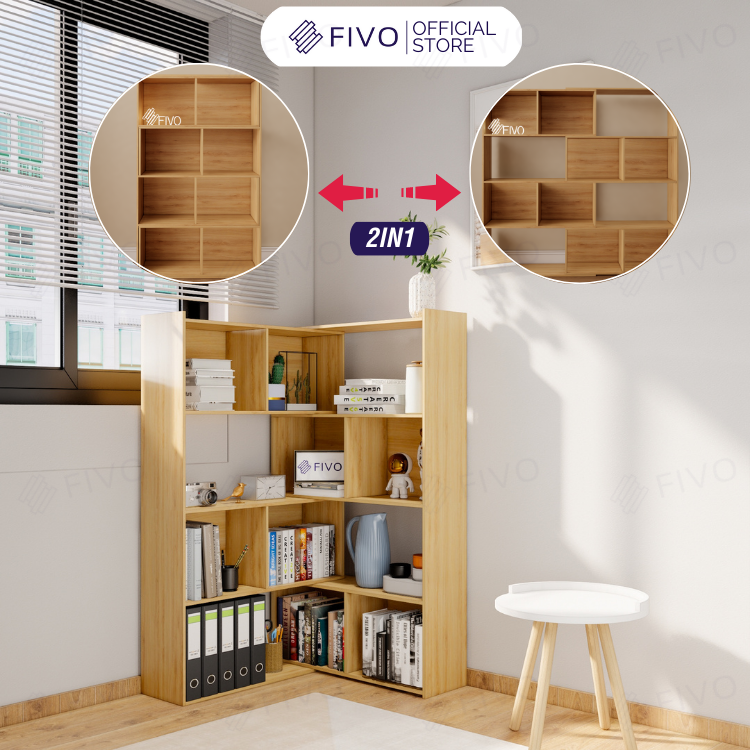 Kệ Sách Gỗ Cho Bé FB71 FIVO, Đóng Mở Linh Hoạt, Đa Dạng Màu Sắc