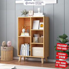 Kệ Sách Gỗ Đứng Có Chân FB60 FIVO, Kèm Tấm Lưng Chắc Chắn, Đa Dạng Kích Thước, Đa Ngăn