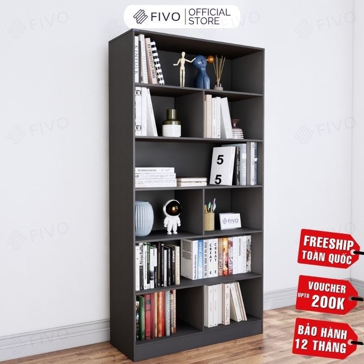 Kệ Sách Gỗ Để Sàn FB70 FIVO, Tấm Lưng Dày, Đa Dạng Màu Sắc, Dễ Dàng Lắp Ráp