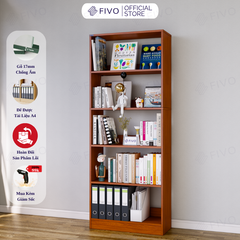 Kệ Sách Gỗ 5 Tầng FB74 FIVO, Kèm Thanh Chặn Chắc Chắn, Đa Dạng Màu Sắc