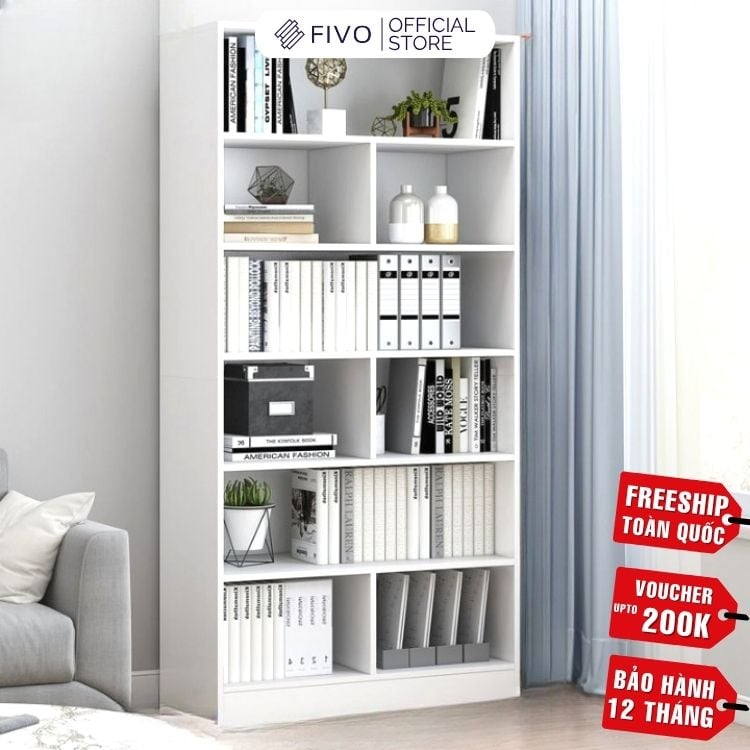 Kệ Sách Gỗ Để Sàn FB70 FIVO, Tấm Lưng Dày, Đa Dạng Màu Sắc, Dễ Dàng Lắp Ráp