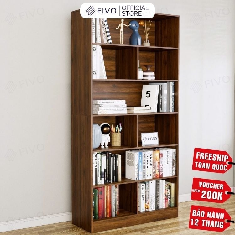 Kệ Sách Gỗ Để Sàn FB70 FIVO, Tấm Lưng Dày, Đa Dạng Màu Sắc, Dễ Dàng Lắp Ráp