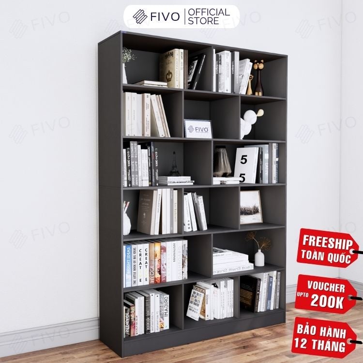 Kệ Sách Gỗ Để Sàn FB70 FIVO, Tấm Lưng Dày, Đa Dạng Màu Sắc, Dễ Dàng Lắp Ráp