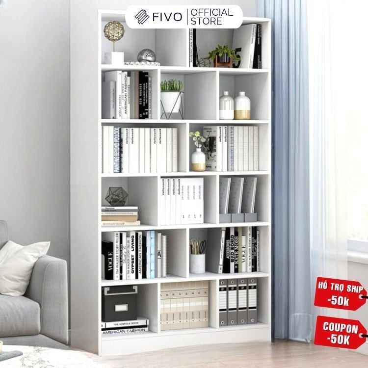 Kệ Sách Gỗ Để Sàn FB70 FIVO, Tấm Lưng Dày, Đa Dạng Màu Sắc, Dễ Dàng Lắp Ráp