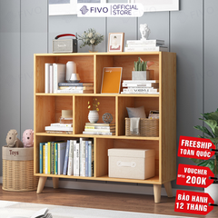 Kệ Sách Gỗ Đứng Có Chân FB60 FIVO, Kèm Tấm Lưng Chắc Chắn, Đa Dạng Kích Thước, Đa Ngăn