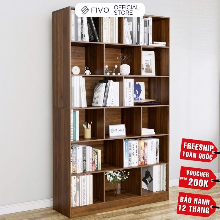 Kệ Sách Gỗ Để Sàn FB70 FIVO, Tấm Lưng Dày, Đa Dạng Màu Sắc, Dễ Dàng Lắp Ráp
