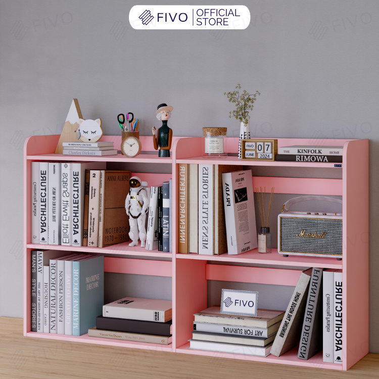Kệ Sách Gỗ Để Bàn FB22 FIVO Màu Gỗ, Trắng, Hồng, Vàng, Walnut Tối Ưu Không Gian Bàn Học