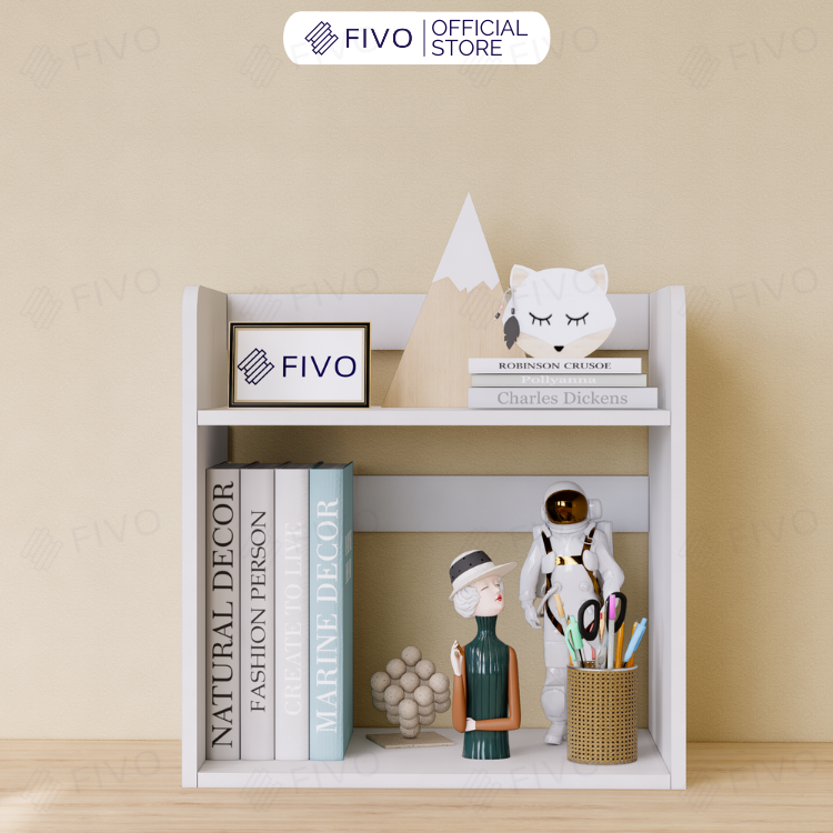 Kệ Sách Gỗ Để Bàn FB22 FIVO Màu Gỗ, Trắng, Hồng, Vàng, Walnut Tối Ưu Không Gian Bàn Học