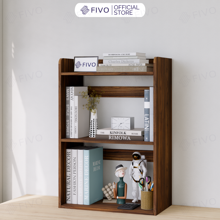 Kệ Sách Gỗ Để Bàn FB22 FIVO Màu Gỗ, Trắng, Hồng, Vàng, Walnut Tối Ưu Không Gian Bàn Học