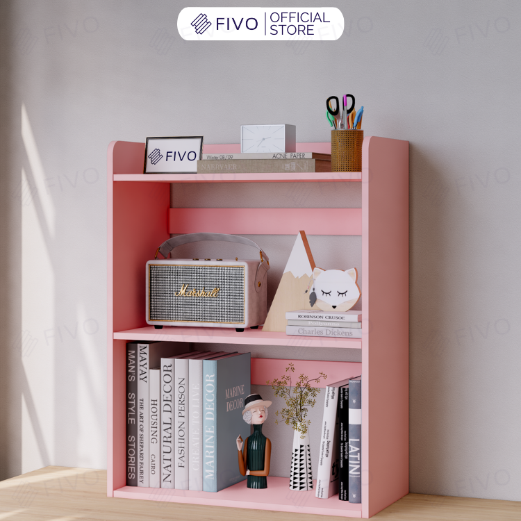 Kệ Sách Gỗ Để Bàn FB22 FIVO Màu Gỗ, Trắng, Hồng, Vàng, Walnut Tối Ưu Không Gian Bàn Học
