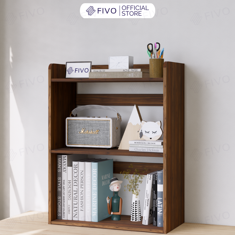 Kệ Sách Gỗ Để Bàn FB22 FIVO Màu Gỗ, Trắng, Hồng, Vàng, Walnut Tối Ưu Không Gian Bàn Học