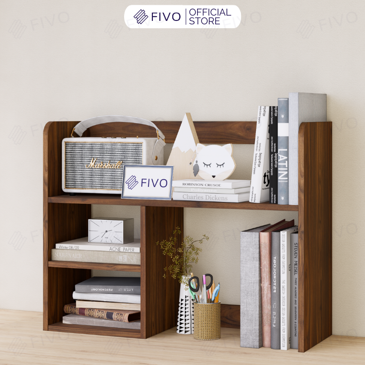 Kệ Sách Để Bàn Học FB21 FIVO Cao Cấp Màu Gỗ, Trắng, Xám và Walnut, Hộc Tủ Rộng Rãi, Đa Dạng Mẫu Mã, Màu Sắc