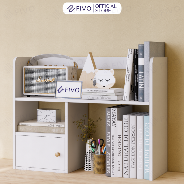 Kệ Sách Để Bàn Học FB21 FIVO Cao Cấp Màu Gỗ, Trắng, Xám và Walnut, Hộc Tủ Rộng Rãi, Đa Dạng Mẫu Mã, Màu Sắc