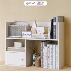 Kệ Sách Để Bàn Học FB21 FIVO Cao Cấp Màu Gỗ, Trắng, Xám và Walnut, Hộc Tủ Rộng Rãi, Đa Dạng Mẫu Mã, Màu Sắc