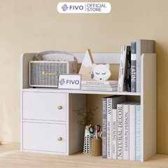 Kệ Sách Để Bàn Học FB21 FIVO Cao Cấp Màu Gỗ, Trắng, Xám và Walnut, Hộc Tủ Rộng Rãi, Đa Dạng Mẫu Mã, Màu Sắc