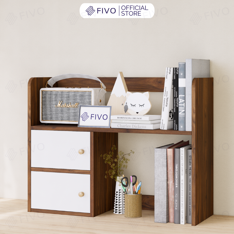 Kệ Sách Để Bàn Học FB21 FIVO Cao Cấp Màu Gỗ, Trắng, Xám và Walnut, Hộc Tủ Rộng Rãi, Đa Dạng Mẫu Mã, Màu Sắc