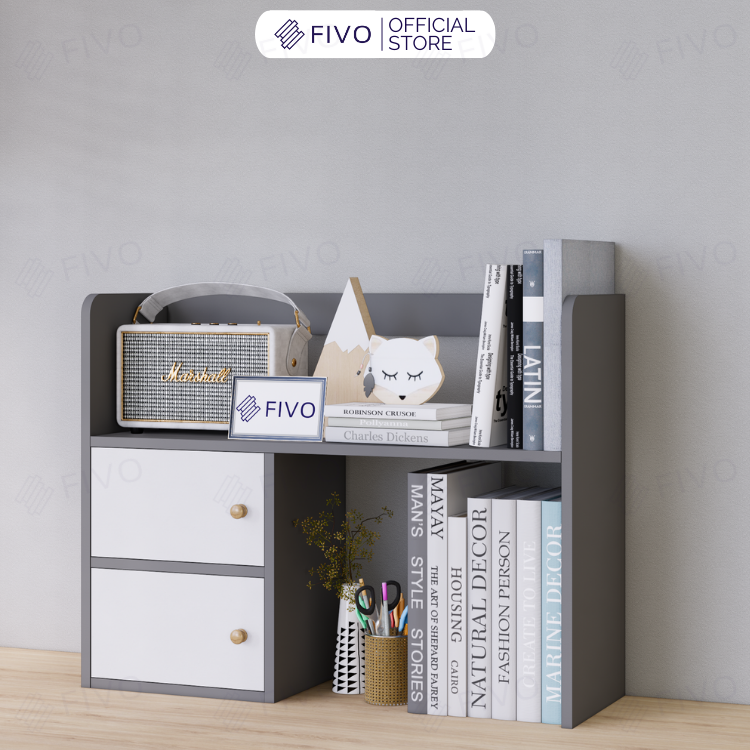 Kệ Sách Để Bàn Học FB21 FIVO Cao Cấp Màu Gỗ, Trắng, Xám và Walnut, Hộc Tủ Rộng Rãi, Đa Dạng Mẫu Mã, Màu Sắc