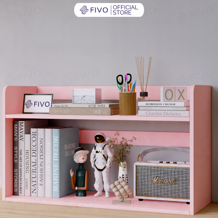 Kệ Sách Gỗ Để Bàn FB22 FIVO Màu Gỗ, Trắng, Hồng, Vàng, Walnut Tối Ưu Không Gian Bàn Học