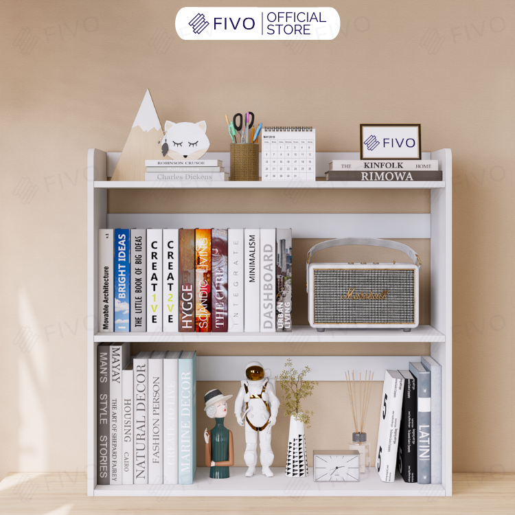 Kệ Sách Gỗ Để Bàn FB22 FIVO Màu Gỗ, Trắng, Hồng, Vàng, Walnut Tối Ưu Không Gian Bàn Học