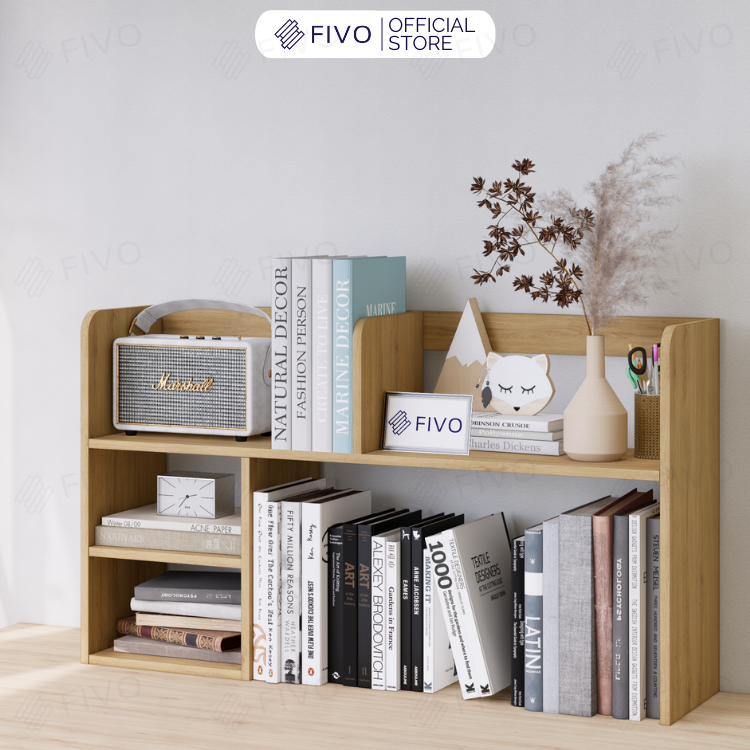 Kệ Sách Để Bàn Học FB21 FIVO Cao Cấp Màu Gỗ, Trắng, Xám và Walnut, Hộc Tủ Rộng Rãi, Đa Dạng Mẫu Mã, Màu Sắc
