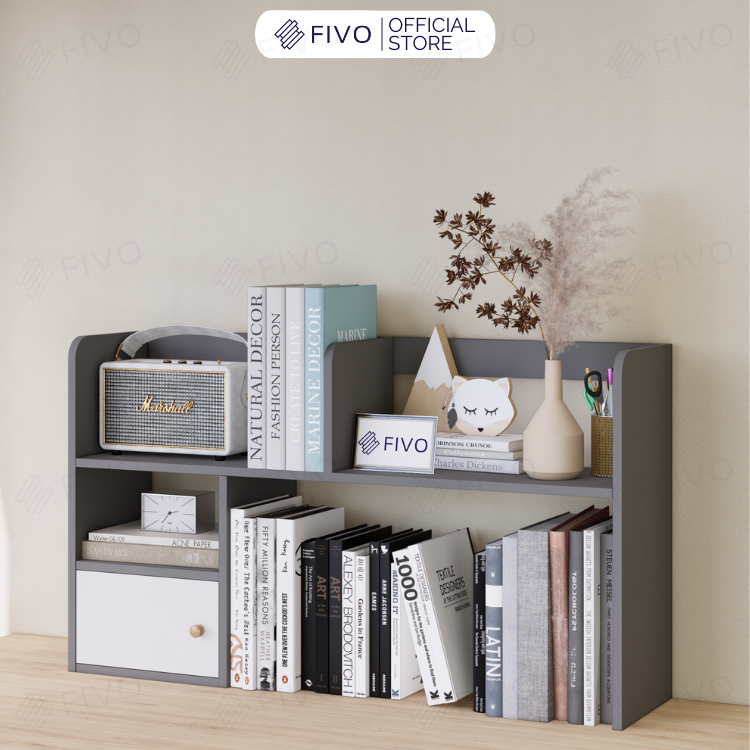 Kệ Sách Để Bàn Học FB21 FIVO Cao Cấp Màu Gỗ, Trắng, Xám và Walnut, Hộc Tủ Rộng Rãi, Đa Dạng Mẫu Mã, Màu Sắc