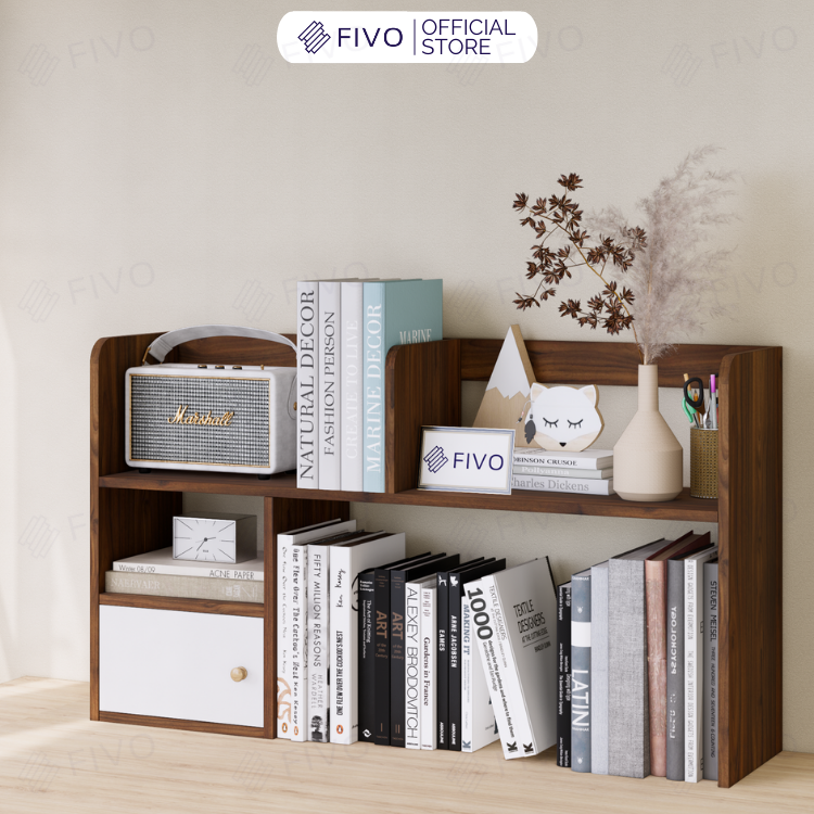 Kệ Sách Để Bàn Học FB21 FIVO Cao Cấp Màu Gỗ, Trắng, Xám và Walnut, Hộc Tủ Rộng Rãi, Đa Dạng Mẫu Mã, Màu Sắc