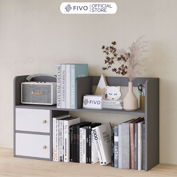 Kệ Sách Để Bàn Học FB21 FIVO Cao Cấp Màu Gỗ, Trắng, Xám và Walnut, Hộc Tủ Rộng Rãi, Đa Dạng Mẫu Mã, Màu Sắc