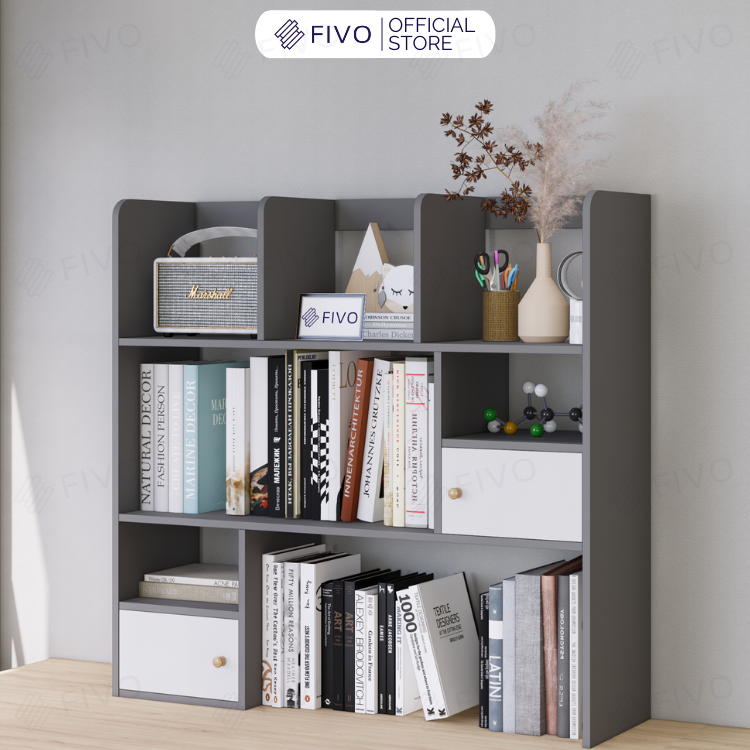 Kệ Sách Để Bàn Học FB21 FIVO Cao Cấp Màu Gỗ, Trắng, Xám và Walnut, Hộc Tủ Rộng Rãi, Đa Dạng Mẫu Mã, Màu Sắc