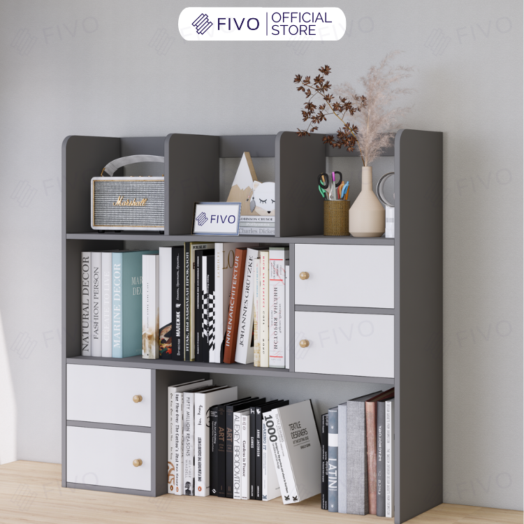 Kệ Sách Để Bàn Học FB21 FIVO Cao Cấp Màu Gỗ, Trắng, Xám và Walnut, Hộc Tủ Rộng Rãi, Đa Dạng Mẫu Mã, Màu Sắc