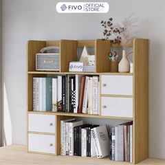 Kệ Sách Để Bàn Học FB21 FIVO Cao Cấp Màu Gỗ, Trắng, Xám và Walnut, Hộc Tủ Rộng Rãi, Đa Dạng Mẫu Mã, Màu Sắc
