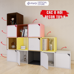 Kệ Sách Gỗ Tổ Ong FB02 FIVO, Tấm Lưng Dày Dặn, Hộc Tủ Rộng Rãi, Ô Tách Rời, Decor Linh Động, Lắp Ráp Dễ Dàng