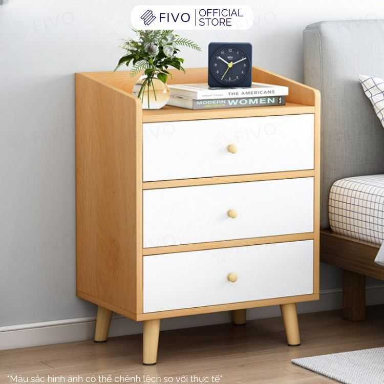Tủ Đầu Giường Ba Hộc Kéo Gỗ FT33 FIVO, Phong Cách Châu Âu, Dễ Dàng Lắp Ráp