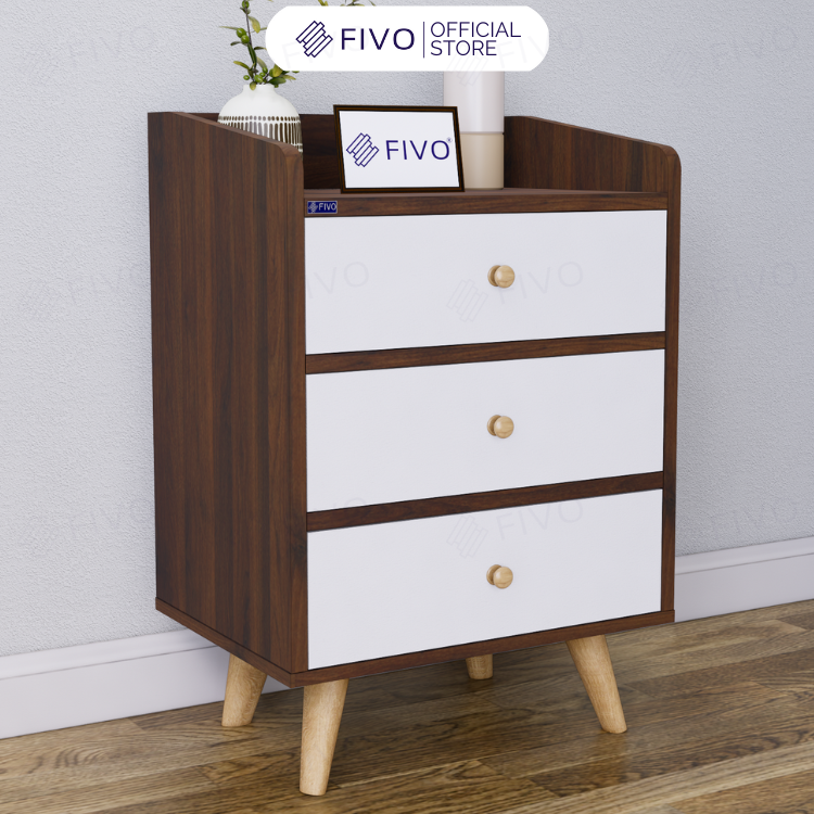 Tủ Đầu Giường Ba Hộc Kéo Gỗ FT33 FIVO, Phong Cách Châu Âu, Dễ Dàng Lắp Ráp