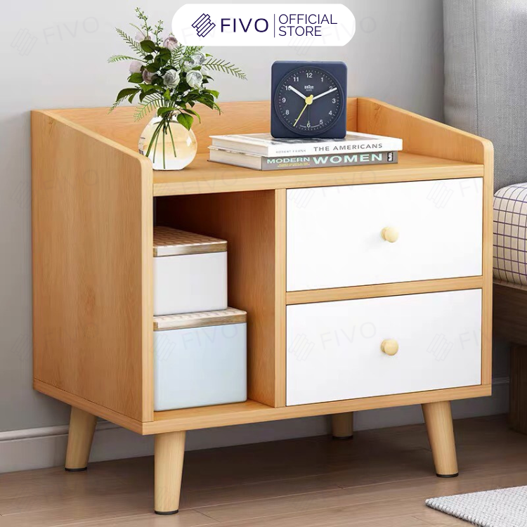 Tủ Đầu Giường Mini Nhiều Ngăn FT40 FIVO, Kệ Tab Đầu Giường Gỗ Phong Cách Châu Âu, Decor Phòng Ngủ Sang Trọng