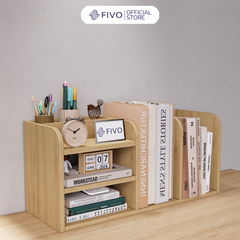 Kệ Sách Gỗ Đẹp Để Bàn FB26 FIVO Cao Cấp Có Hộc, Tiết Kiệm Diện Tích, Bo Góc Thẩm Mĩ