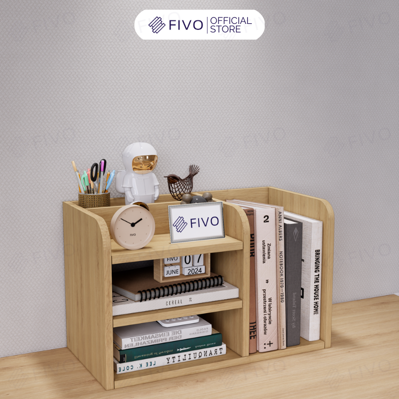 Kệ Sách Gỗ Đẹp Để Bàn FB26 FIVO Cao Cấp Có Hộc, Tiết Kiệm Diện Tích, Bo Góc Thẩm Mĩ