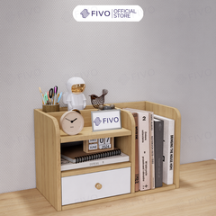 Kệ Sách Gỗ Đẹp Để Bàn FB26 FIVO Cao Cấp Có Hộc, Tiết Kiệm Diện Tích, Bo Góc Thẩm Mĩ