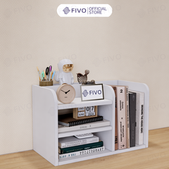 Kệ Sách Gỗ Đẹp Để Bàn FB26 FIVO Cao Cấp Có Hộc, Tiết Kiệm Diện Tích, Bo Góc Thẩm Mĩ